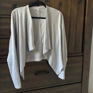 Gray suede open cardigan S